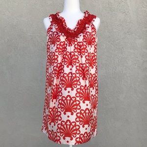 Milly Orange and Ivory Fan Print Shift Dress